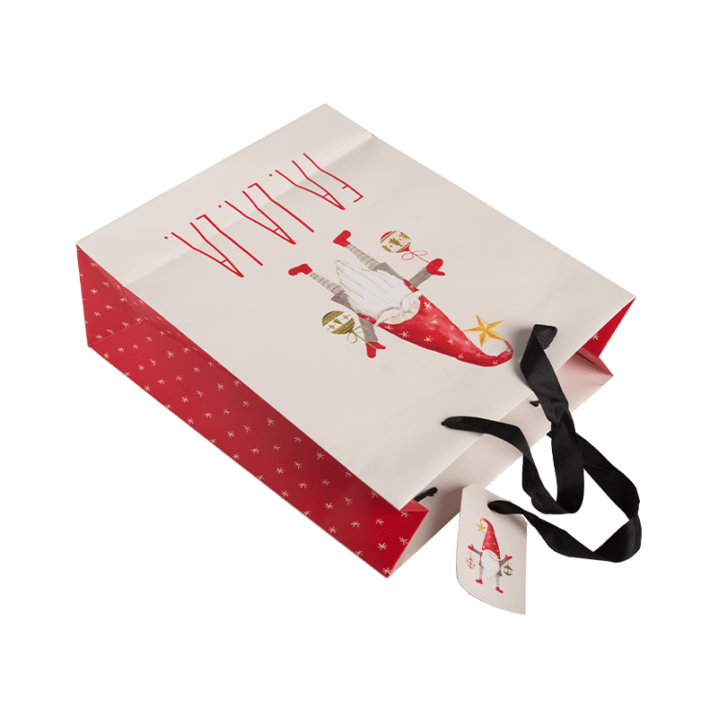 Saco de papel de Natal personalizado por atacado de fábrica Saco de presente de luxo Saco de compras com logotipo e padrão
