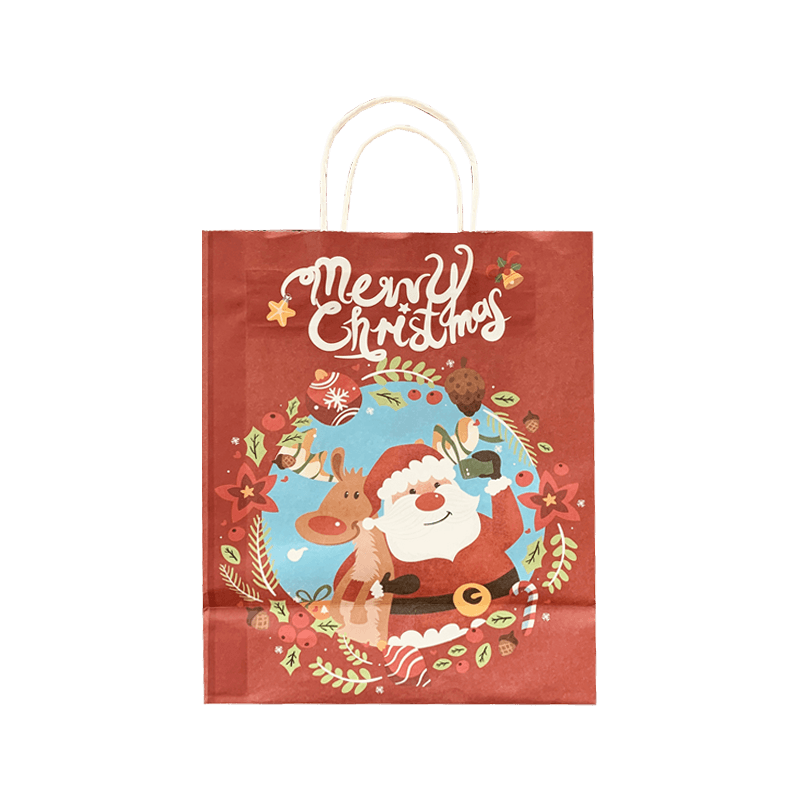 Saco de embalagem personalizado para festas por atacado Sacos de presente Kraft de Natal personalizados com desenhos animados