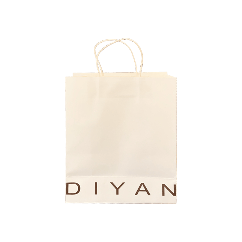 O costume imprimiu seu próprio logotipo branco marrom Kraft Gift Craft Shopping Saco de papel com alças