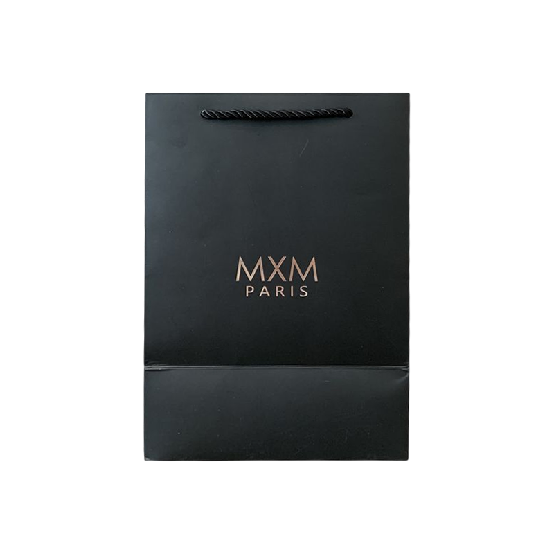 Personalize seu próprio logotipo preto estampagem a quente sacola de compras sacola de presente de luxo sacola de papel promocional
