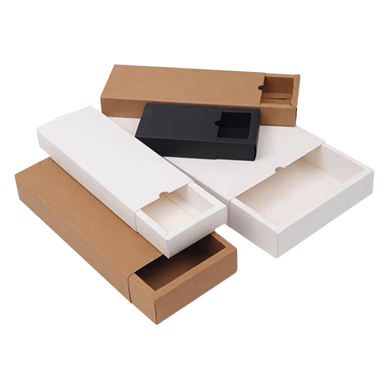 Caixa de gaveta de papel kraft marrom personalizada por atacado dobrável caixa de cartão branco plano roupa íntima meias caixa de presente logotipo de impressão